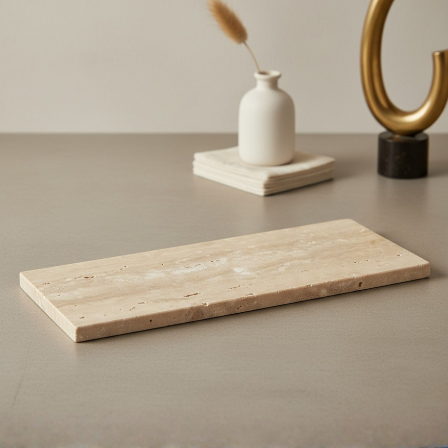 Atlas Marble Utility Tray - Slim Rectangle Organizer