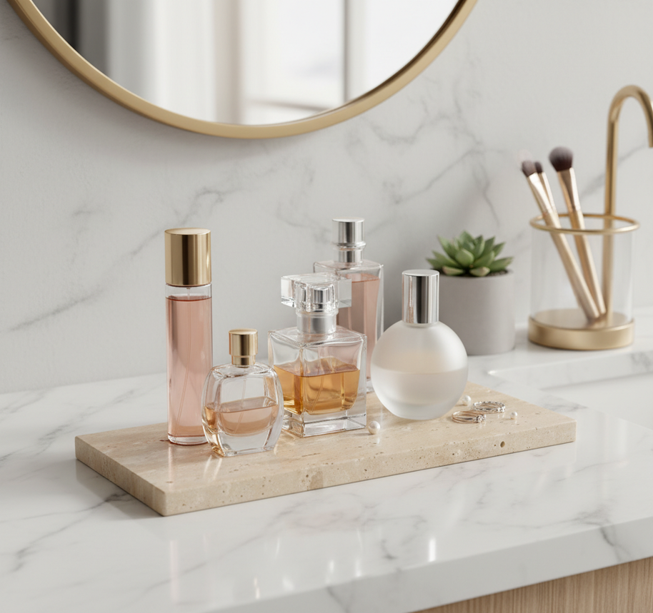 Atlas Marble Utility Tray - Slim Rectangle Organizer