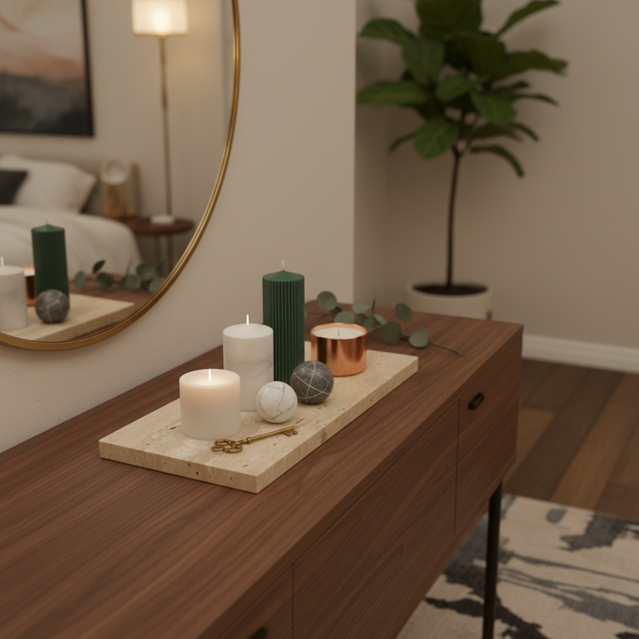 Atlas Marble Utility Tray - Slim Rectangle Organizer