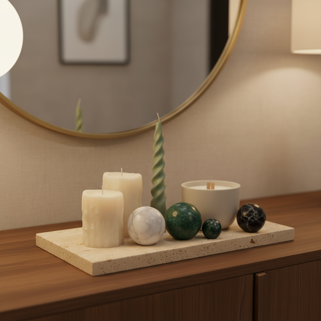 Atlas Marble Utility Tray - Slim Rectangle Organizer