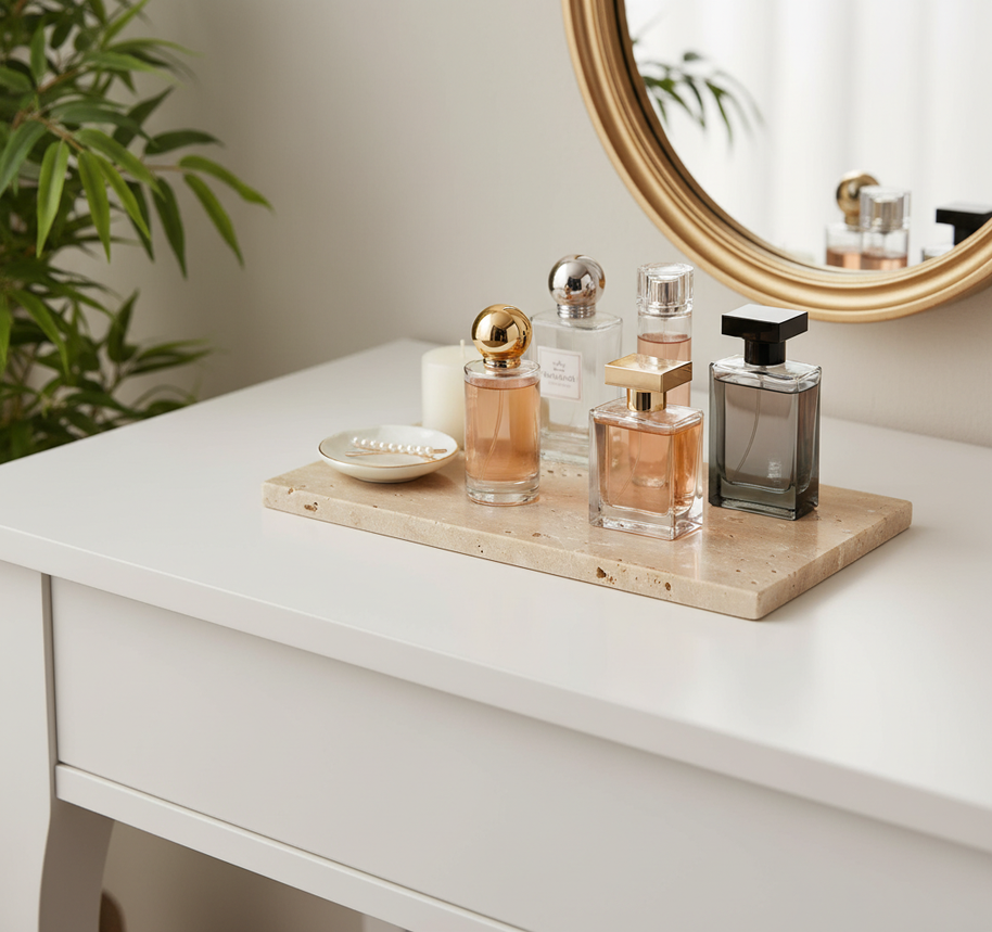 Atlas Marble Utility Tray - Slim Rectangle Organizer