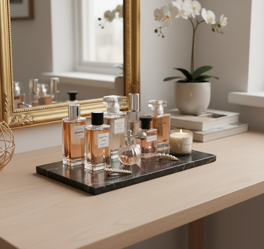 Atlas Marble Utility Tray - Slim Rectangle Organizer