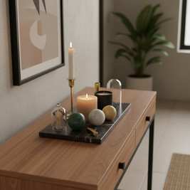 Atlas Marble Utility Tray - Slim Rectangle Organizer