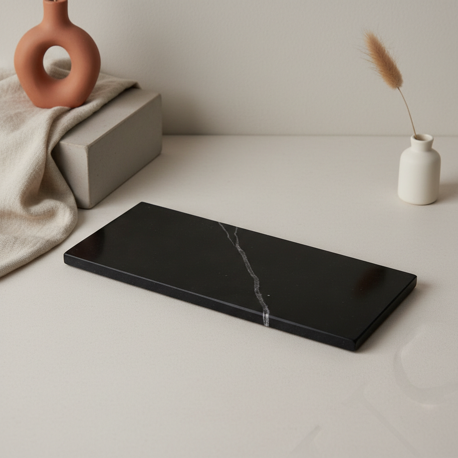 Atlas Marble Utility Tray - Slim Rectangle Organizer