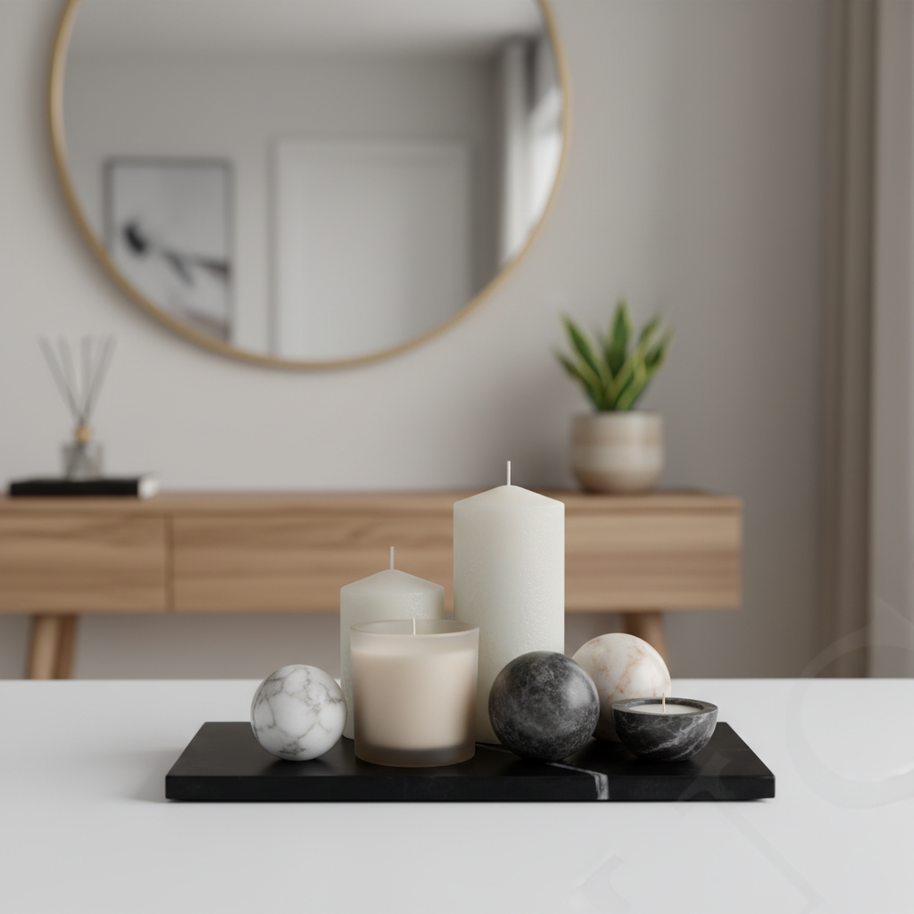 Atlas Marble Utility Tray - Slim Rectangle Organizer