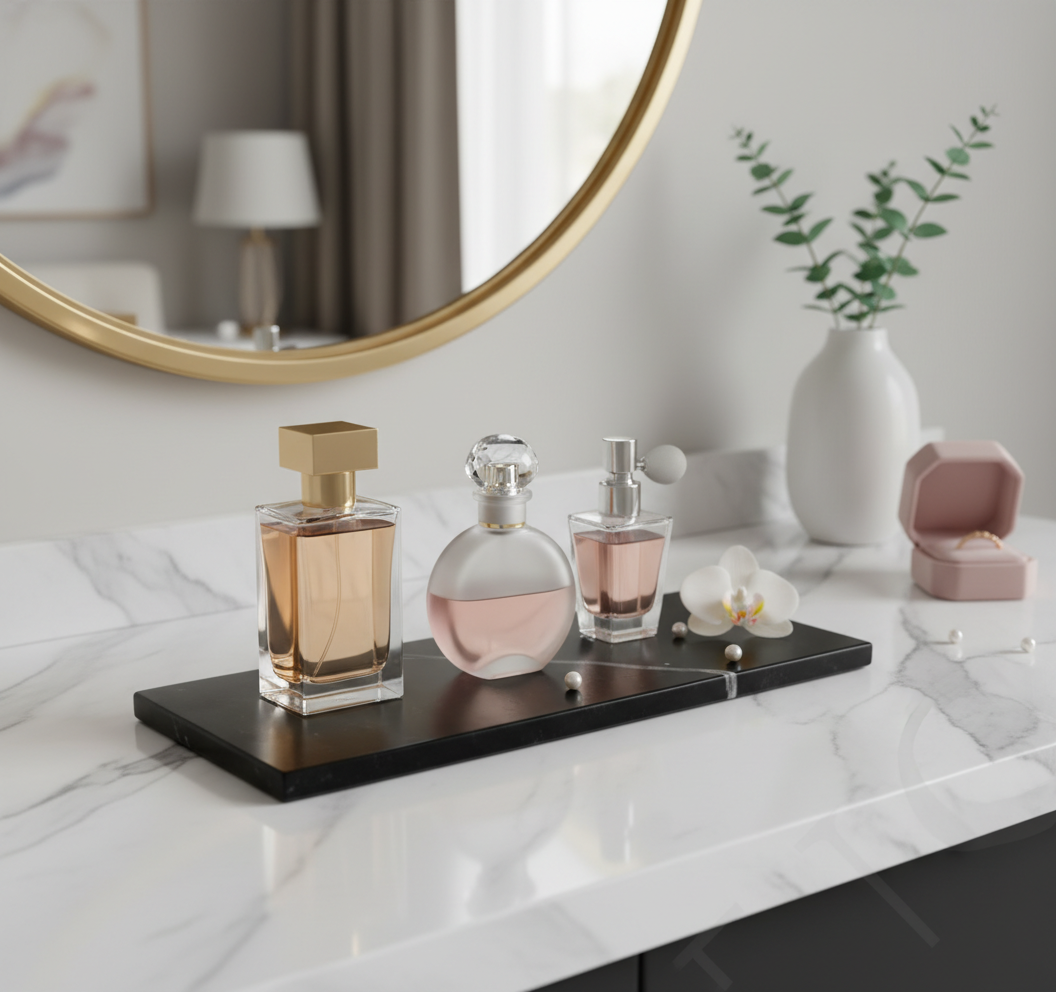 Atlas Marble Utility Tray - Slim Rectangle Organizer