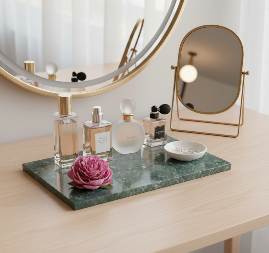 Atlas Marble Utility Tray - Slim Rectangle Organizer