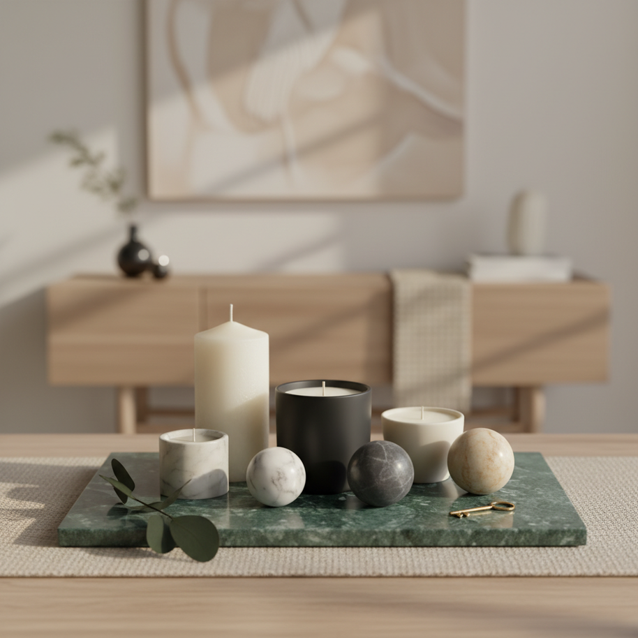 Atlas Marble Utility Tray - Slim Rectangle Organizer