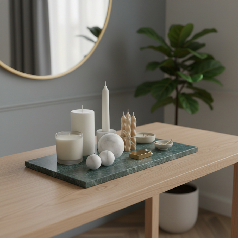 Atlas Marble Utility Tray - Slim Rectangle Organizer