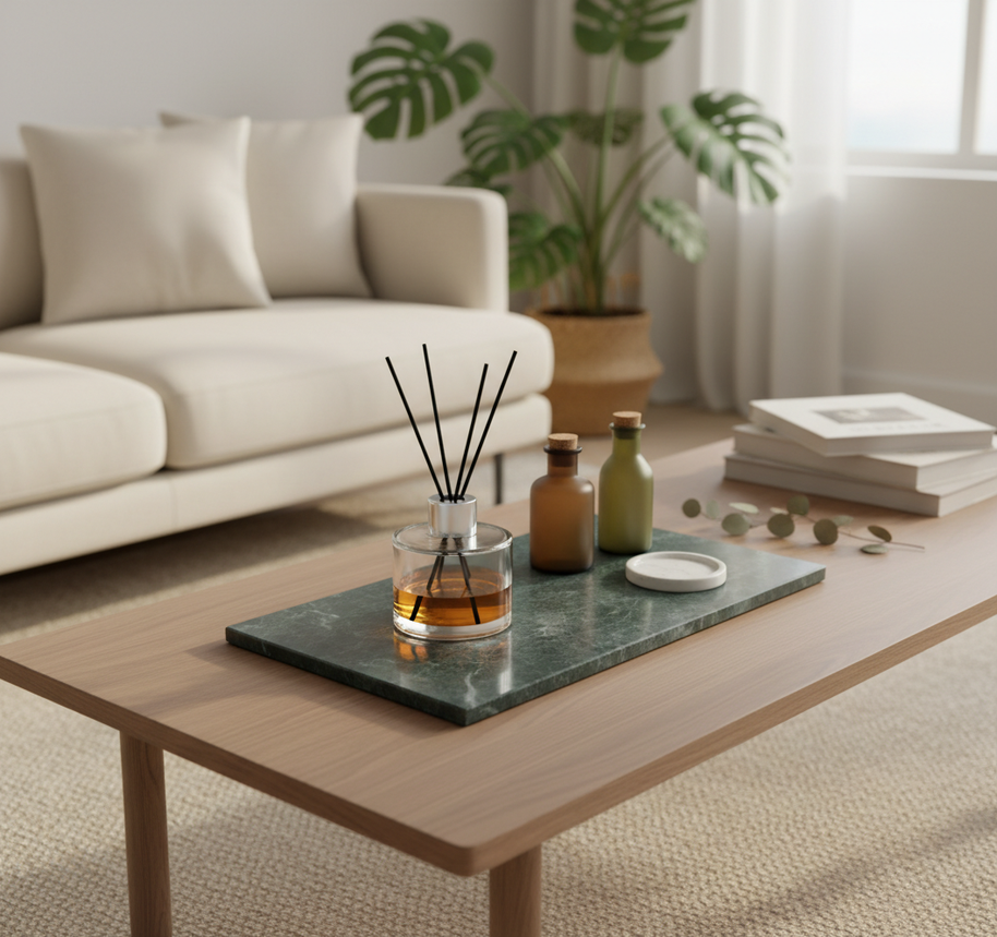 Atlas Marble Utility Tray - Slim Rectangle Organizer