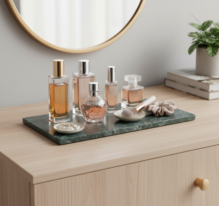 Atlas Marble Utility Tray - Slim Rectangle Organizer