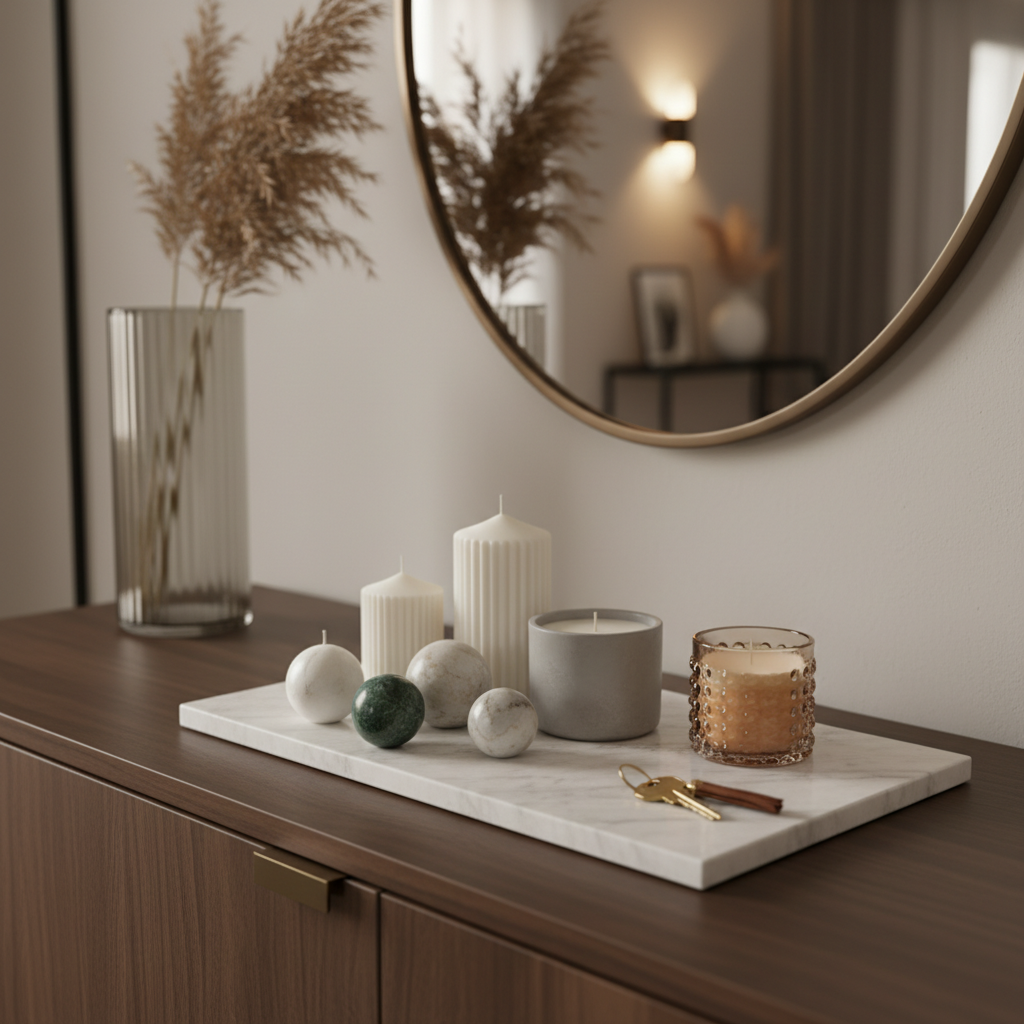 Atlas Marble Utility Tray - Slim Rectangle Organizer