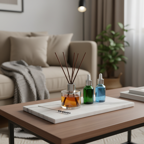 Atlas Marble Utility Tray - Slim Rectangle Organizer