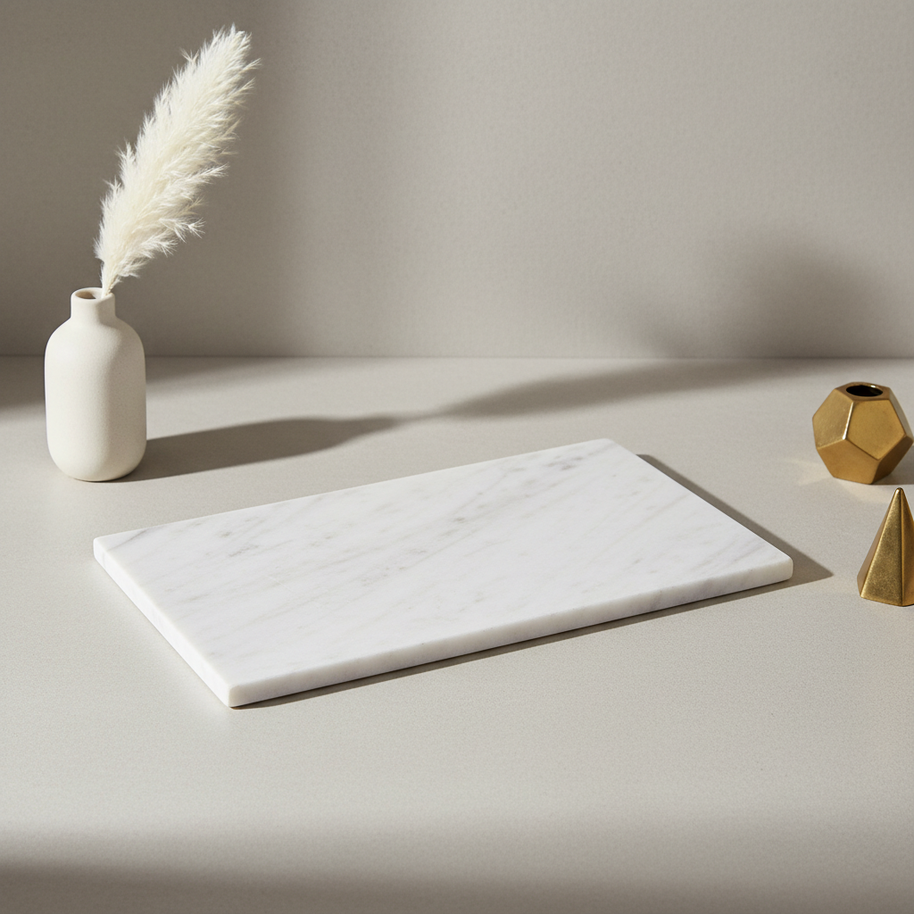 Atlas Marble Utility Tray - Slim Rectangle Organizer