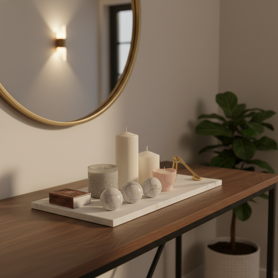 Atlas Marble Utility Tray - Slim Rectangle Organizer