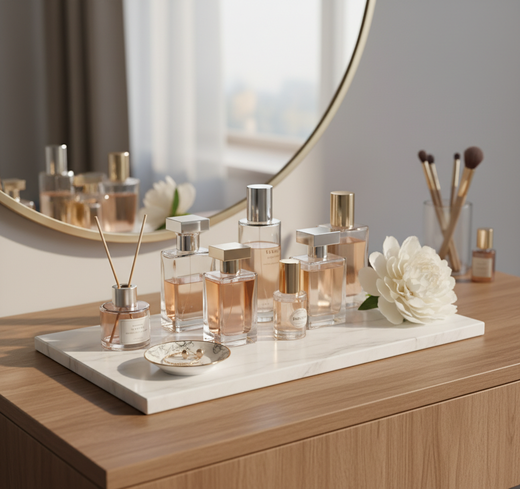 Atlas Marble Utility Tray - Slim Rectangle Organizer