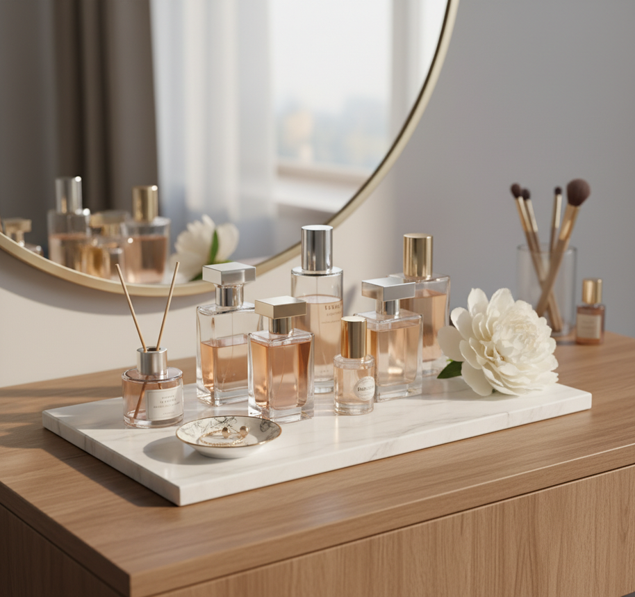 Atlas Marble Utility Tray - Slim Rectangle Organizer