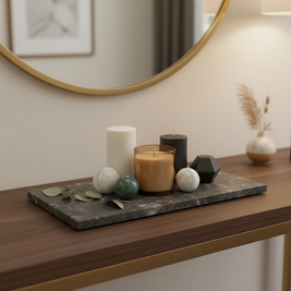 Atlas Marble Utility Tray - Slim Rectangle Organizer