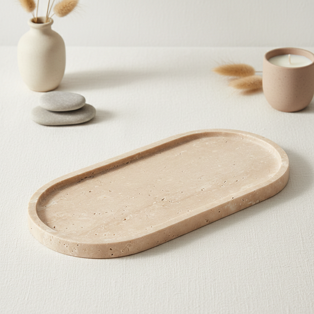 Luma Oval Marble Tray – Hand-Carved Stone Catchall