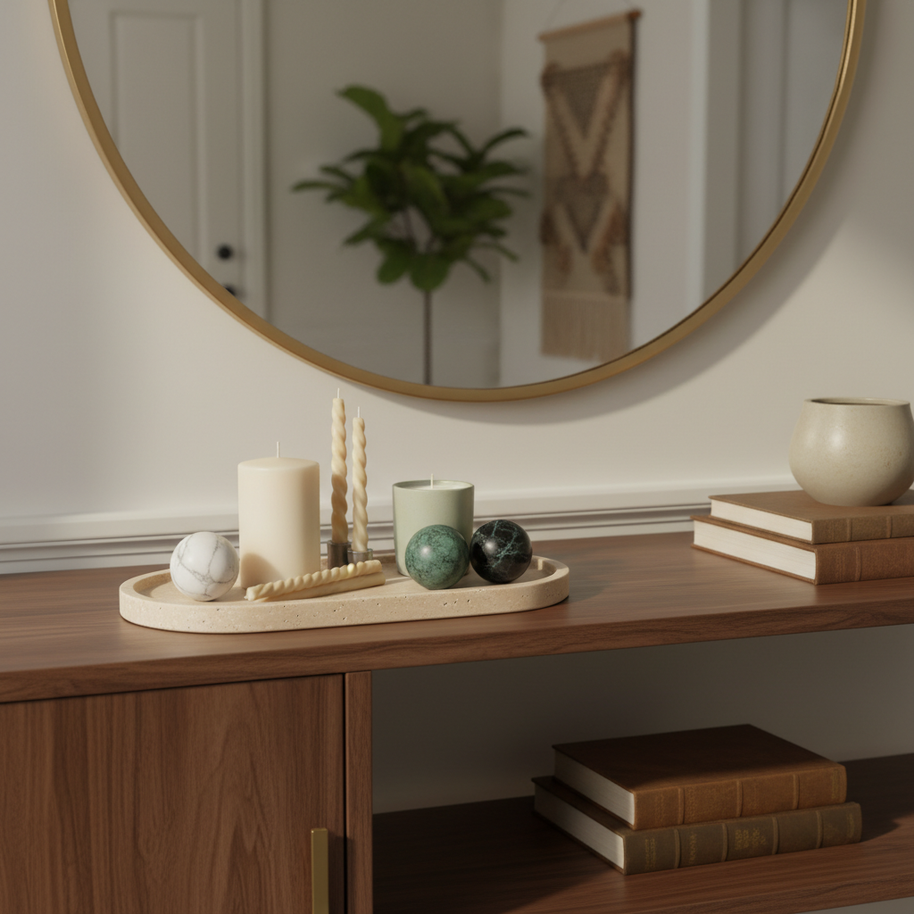 Luma Oval Marble Tray – Hand-Carved Stone Catchall