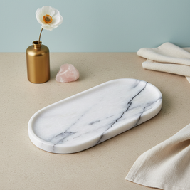 Luma Oval Marble Tray – Hand-Carved Stone Catchall