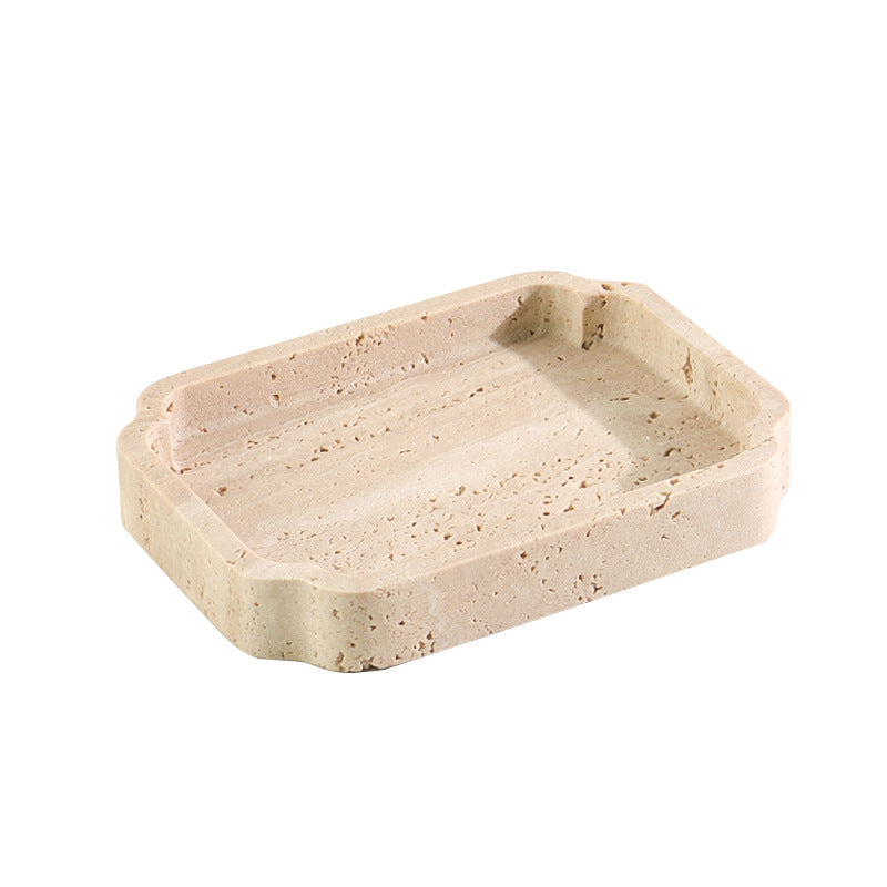 Natural Travertine Catchall Tray – Minimalist Vanity Organizer