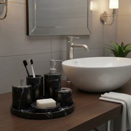 Marble Bathroom Set 6-Piece | Luxury Solid Stone