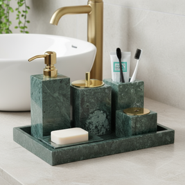 Marble Bathroom Set 6-Piece | Luxury Solid Stone