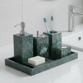 Marble Bathroom Set 6-Piece | Luxury Solid Stone