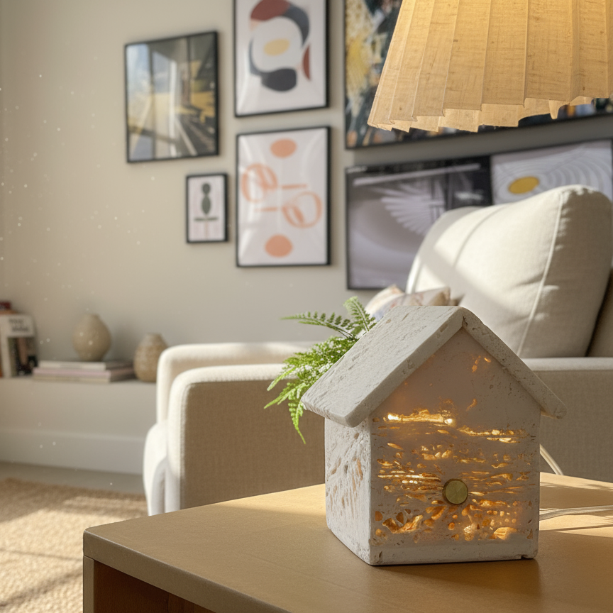 Haven Marble House Lamp – Wireless Solid Stone Design Light