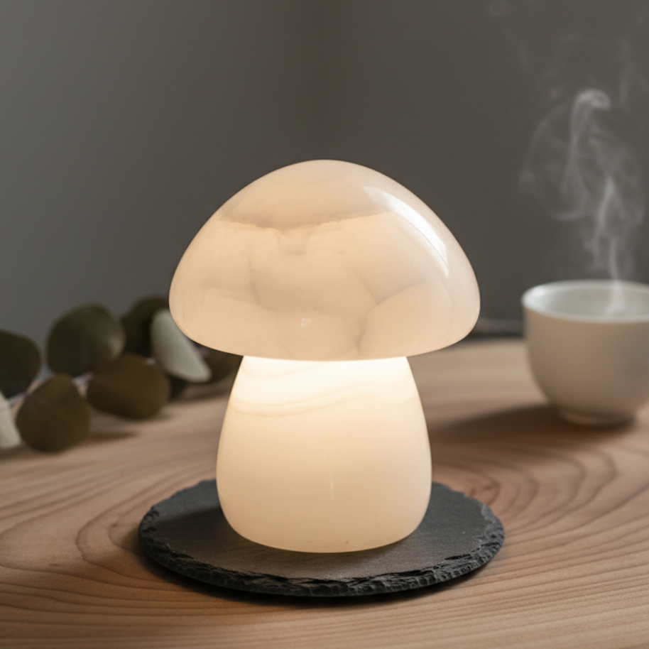 Mini Eden Onyx Pilzlampe – Kabellose Leuchte aus massivem Stein Design