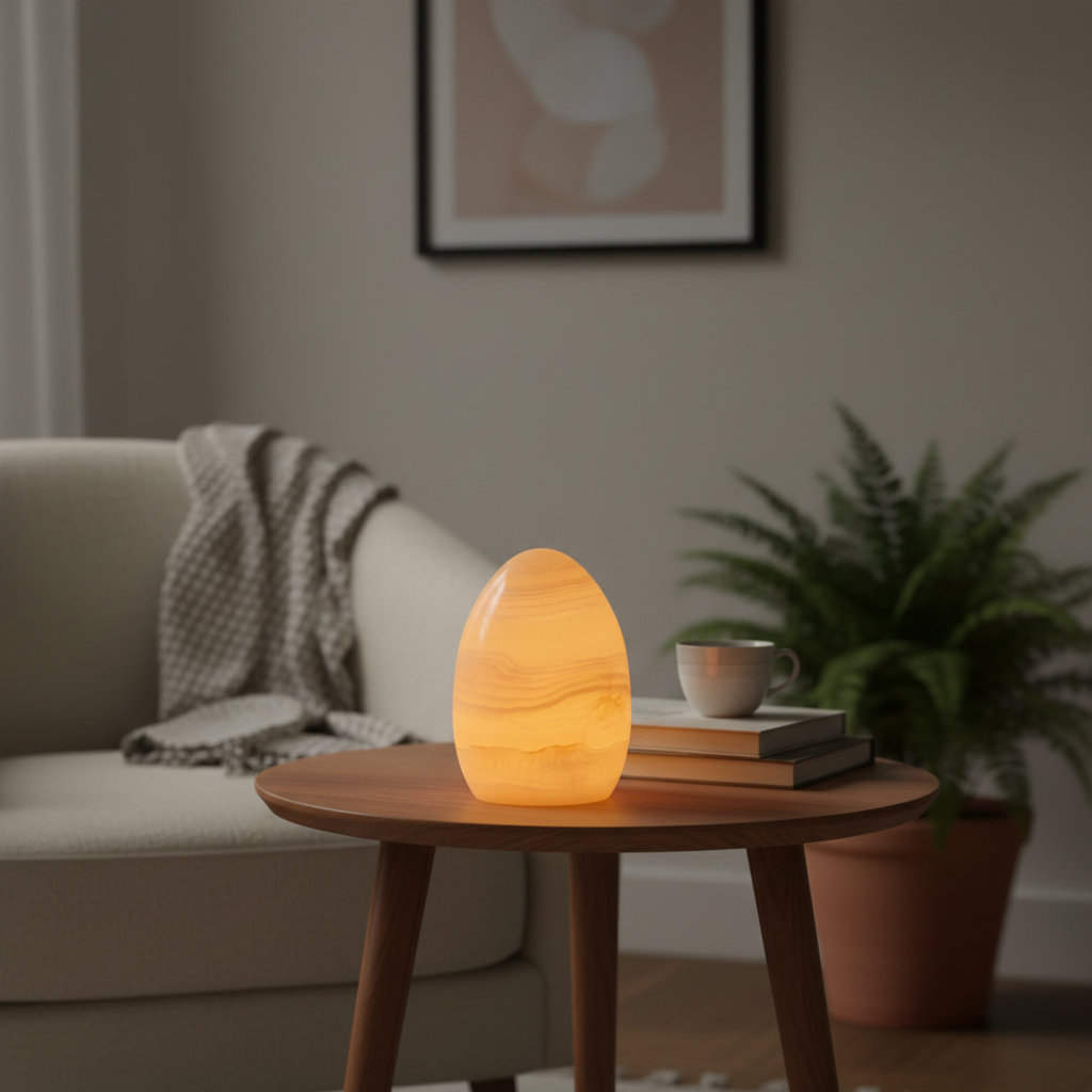 Mini Lyra Onyx Egg Lamp – Wireless Solid Stone Design Light