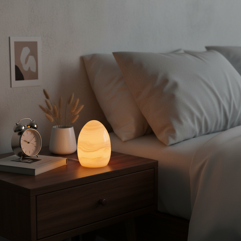 Mini Lyra Onyx Egg Lamp – Wireless Solid Stone Design Light