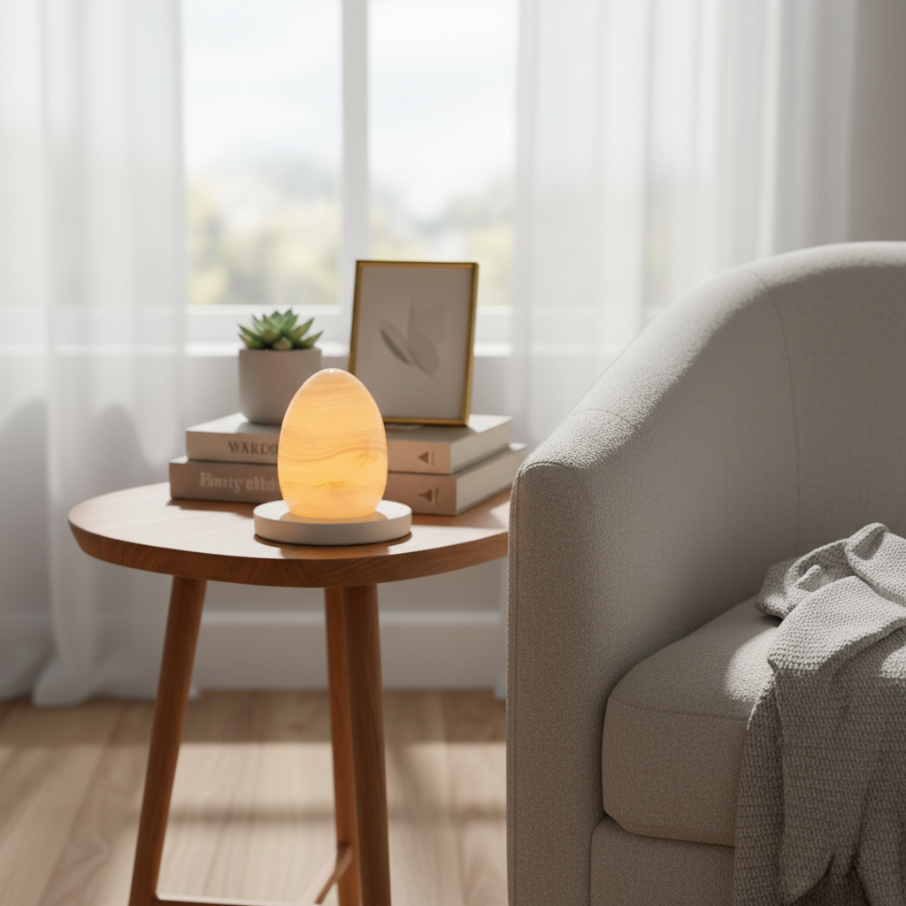 Mini Lyra Onyx Egg Lamp – Wireless Solid Stone Design Light