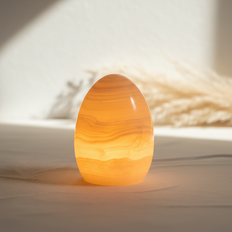 Mini Lyra Onyx Egg Lamp – Wireless Solid Stone Design Light