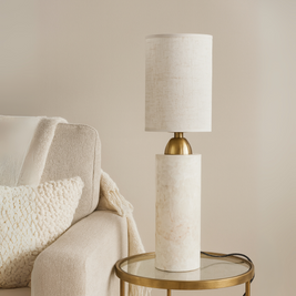 Celestia Marble Table Lamp – Solid Stone with Linen Shade
