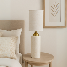 Celestia Marble Table Lamp – Solid Stone with Linen Shade