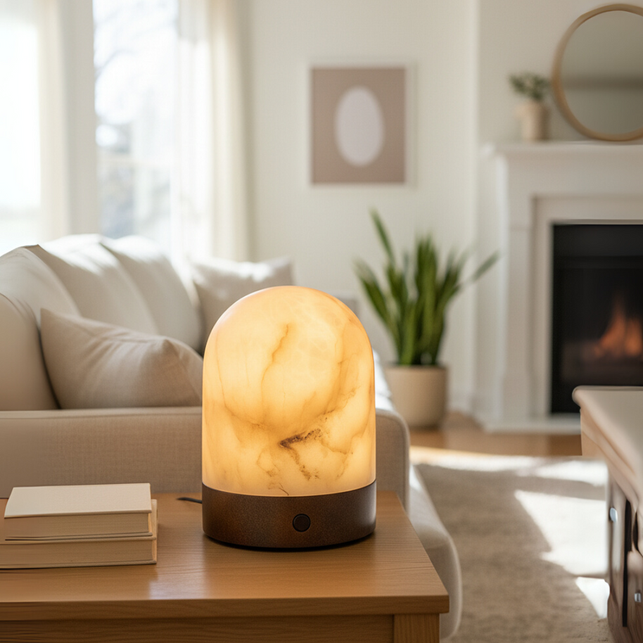 Aurelia Marble Dome Lamp – Wireless Solid Stone Design Light
