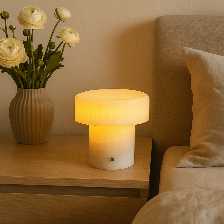 Solenne marmeren kolomlamp – draadloos massief stenen ontwerp licht