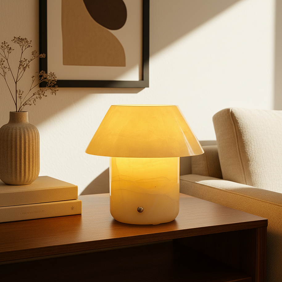 Lumora Marble Shade Lamp – Wireless Solid Stone Design Light