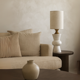 Elysian Marble Table Lamp – Solid Stone with Linen Shade