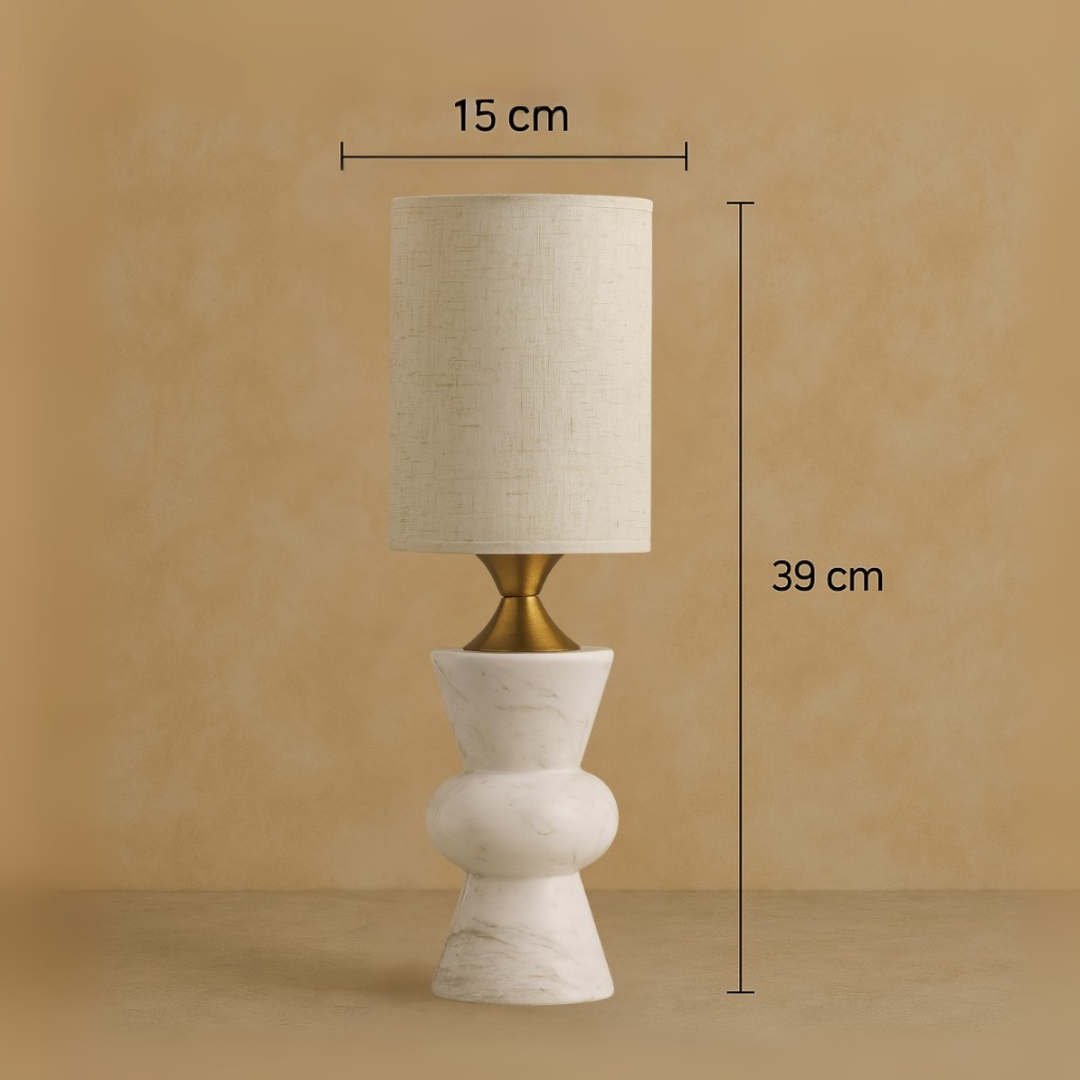 Elysian Marble Table Lamp – Solid Stone with Linen Shade