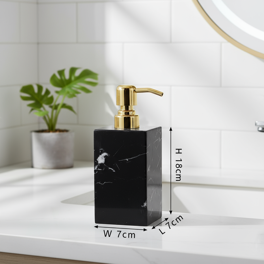 Aurora Marble Soap Dispenser – Solid Stone with Metal Pump