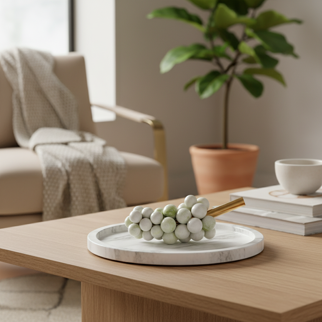 Marble Harvest Grape Cluster Ornament – 1.2kg Solid Stone